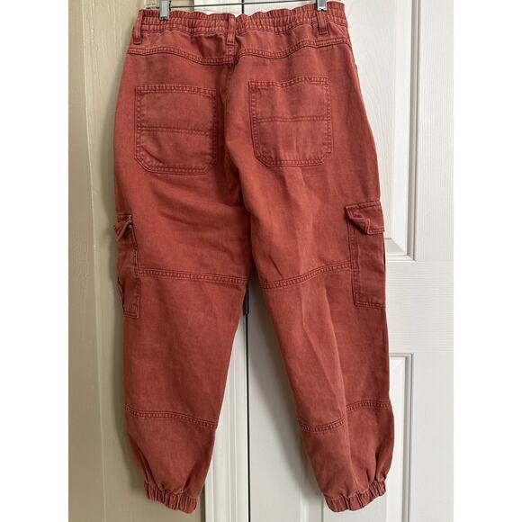 Free People Platoon Cargo Baggy Rust Denim Joggers Jeans Medium - Picture 4 of 8